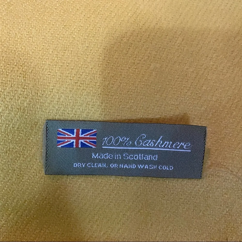 Warm Yellow 100% Cashmere Scarf,‎ Made in Scotland, Scottish Cashmere Scarf
